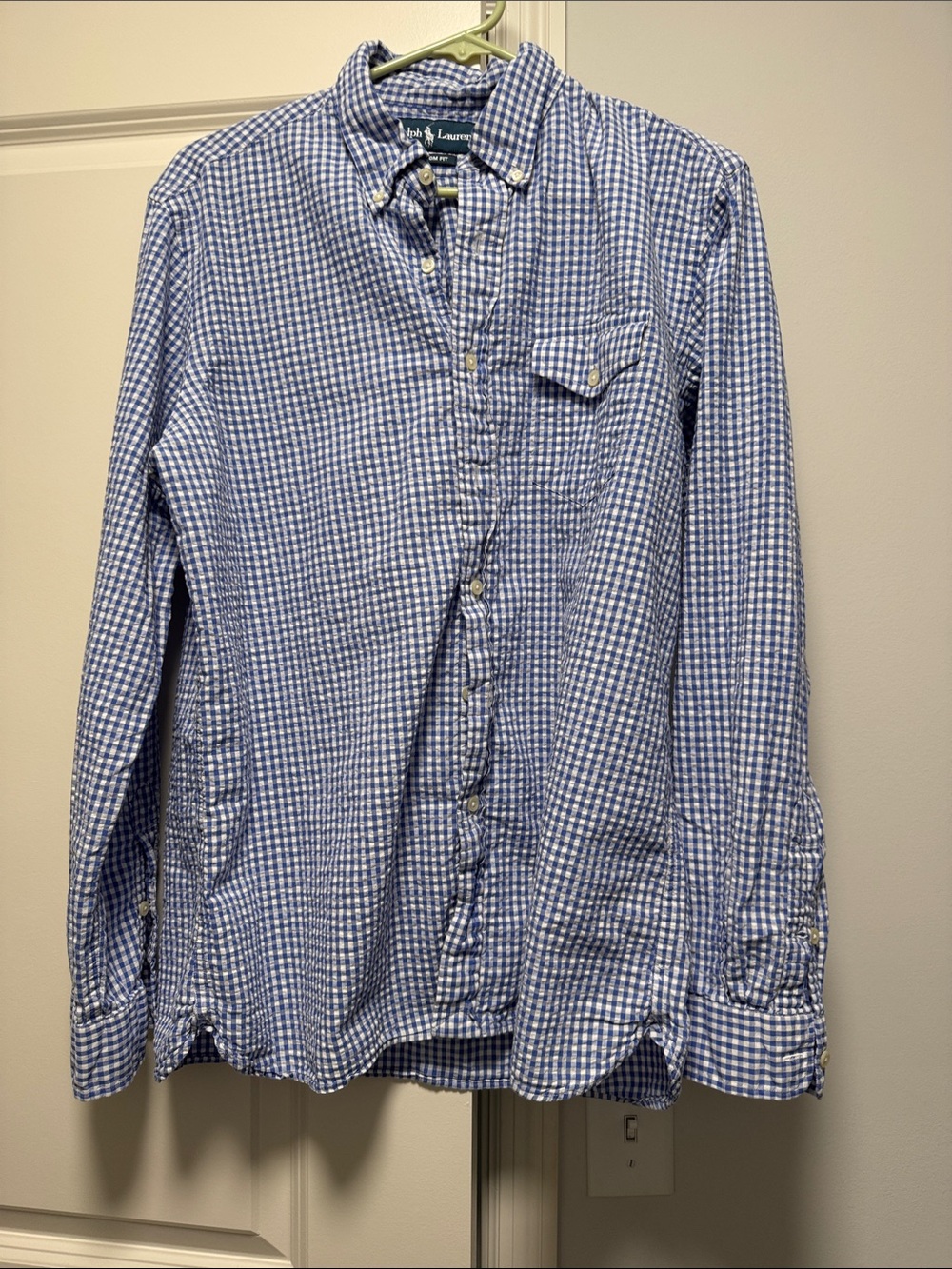 Ralph Lauren Blue and White Gingham Button-Down Shirt - Men